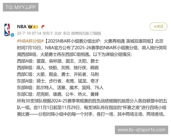 NBA杯小组赛结果纳入常规赛，赛制创新引热议